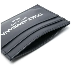 Heren Dolce & Gabbana Portefeuilles^Midnight Blue Leren Kaarthouder met Logo Print