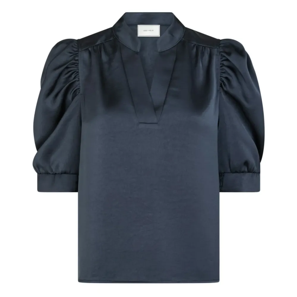 DAMES Neo Noir Blouses^Midnight Blue Satijnen Blouse