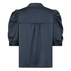 DAMES Neo Noir Blouses^Midnight Blue Satijnen Blouse