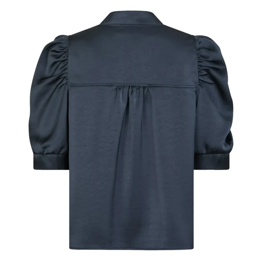 DAMES Neo Noir Blouses^Midnight Blue Satijnen Blouse