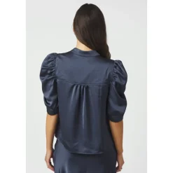 DAMES Neo Noir Blouses^Midnight Blue Satijnen Blouse