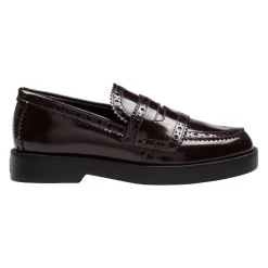DAMES AGL Loafers^Mokka Leren Loafer Lichtgewicht Rubberen Zool