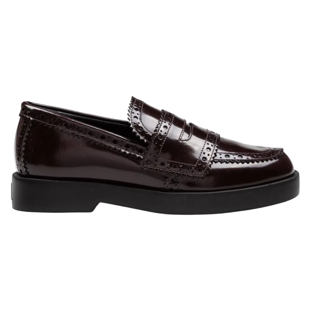 DAMES AGL Loafers^Mokka Leren Loafer Lichtgewicht Rubberen Zool