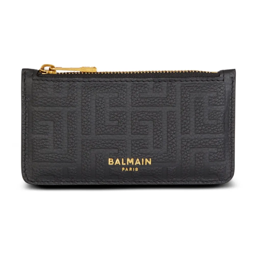 DAMES Balmain Portefeuilles^Monogram Grained Leather Card Holder