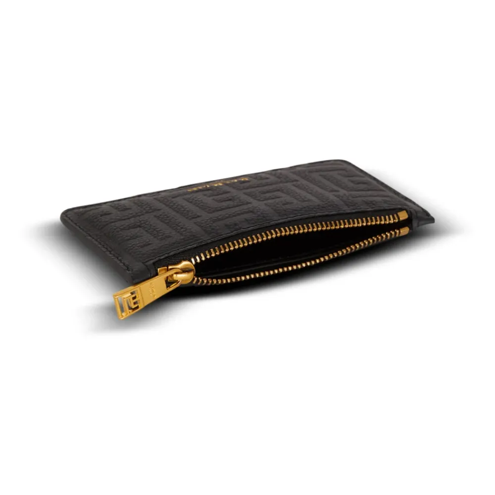 DAMES Balmain Portefeuilles^Monogram Grained Leather Card Holder