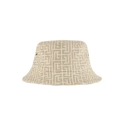 Heren Balmain Hoeden^Monogram Jacquard Ivoorkleurige en Witte Bucket Hat