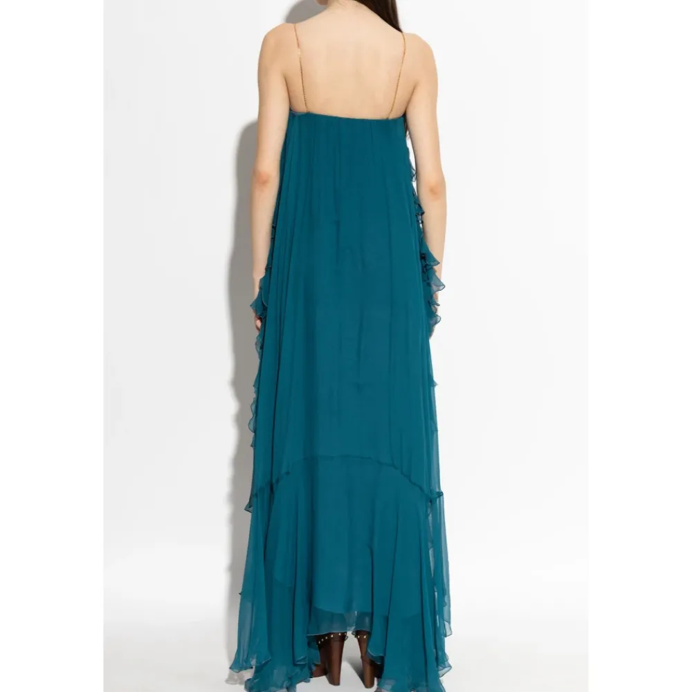 DAMES Chloé Jurken^Mou sleeveless lange jurk in zijdemousseline