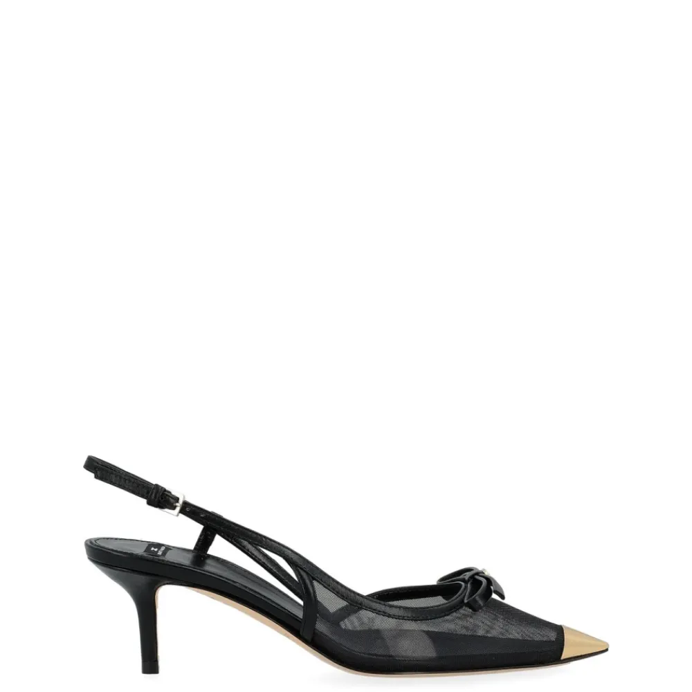 DAMES Elisabetta Franchi Nappa leer en mesh slingback
