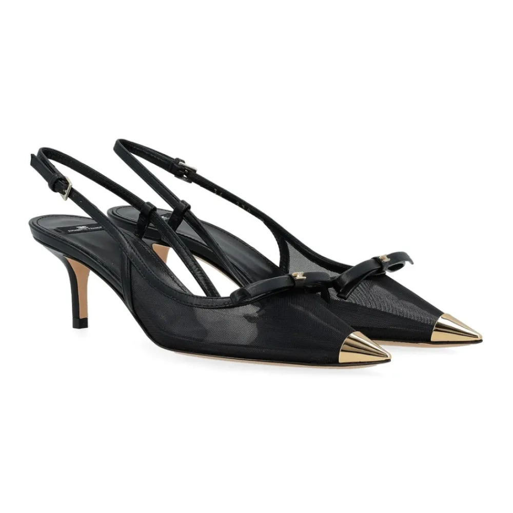 DAMES Elisabetta Franchi Nappa leer en mesh slingback