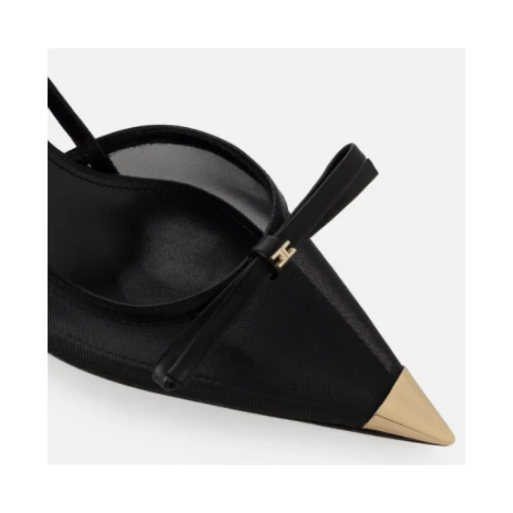 DAMES Elisabetta Franchi Nappa leer en mesh slingback