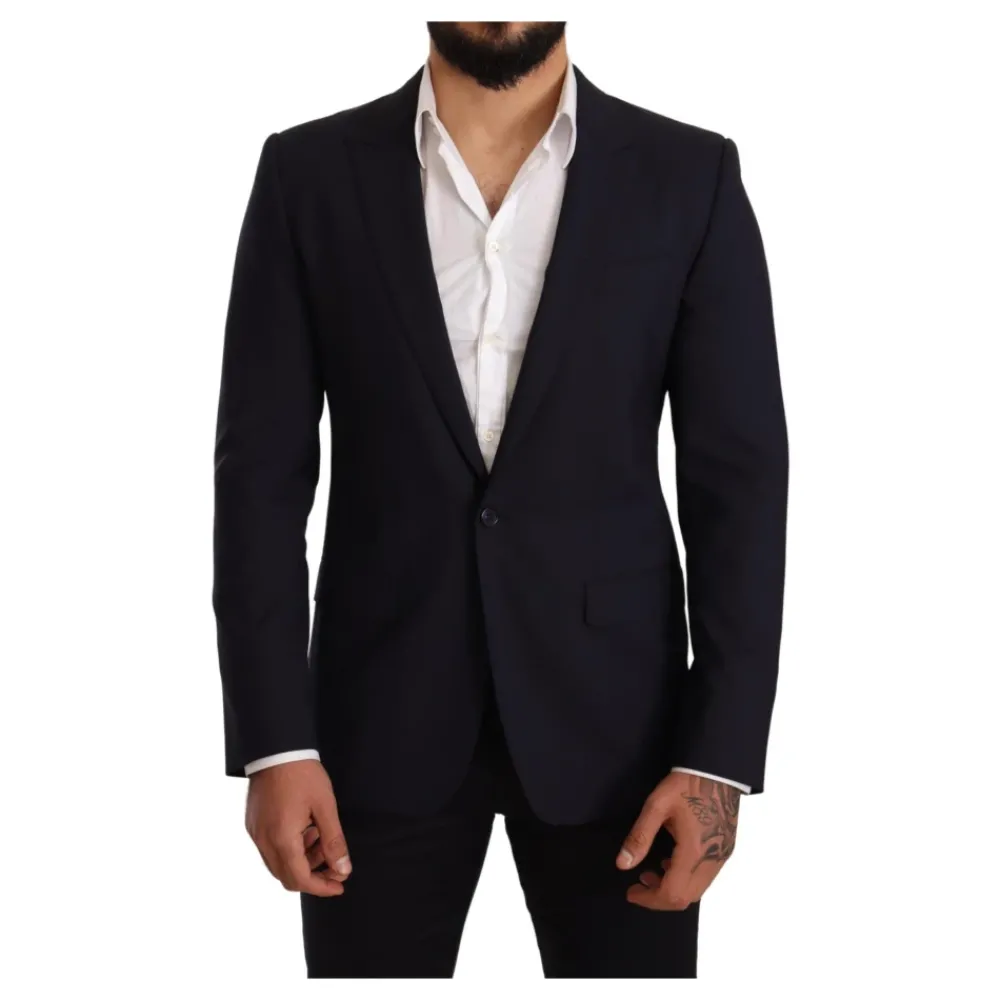 Heren Dolce & Gabbana Kostuums^Navy Blue Wool Slim Fit MARTINI Blazer