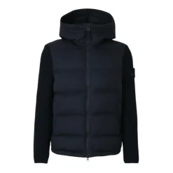 Heren Stone Island Navy Gewatteerde Hoodiejas Ghost