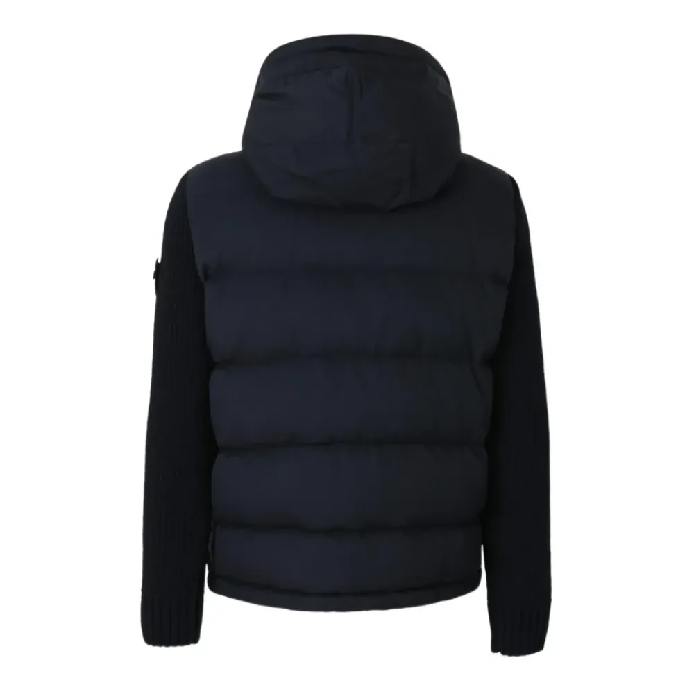 Heren Stone Island Navy Gewatteerde Hoodiejas Ghost