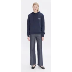 DAMES A.P.C. Navy Hoodie Rue Madame Paris Embroidered