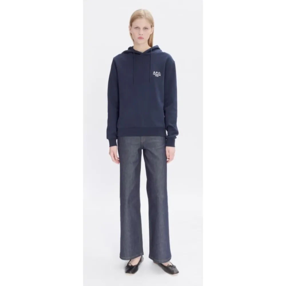 DAMES A.P.C. Navy Hoodie Rue Madame Paris Embroidered