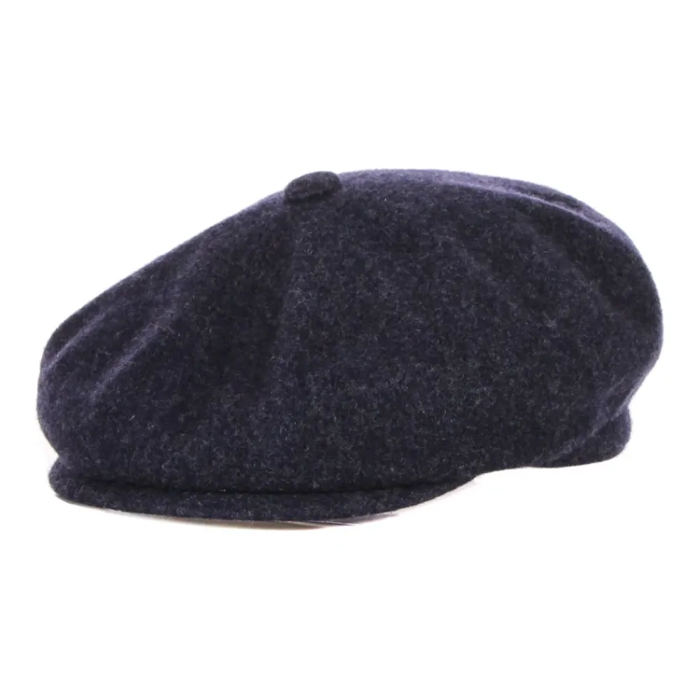 Heren Kangol Hoeden^Navy Marl Wol Flat Cap Hoed
