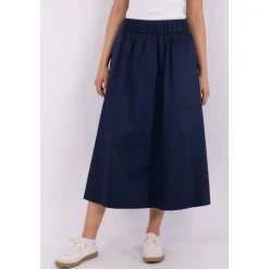 DAMES Neo Noir Navy Poplin A-lijn Rok