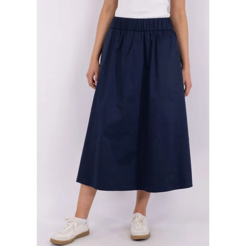 DAMES Neo Noir Navy Poplin A-lijn Rok