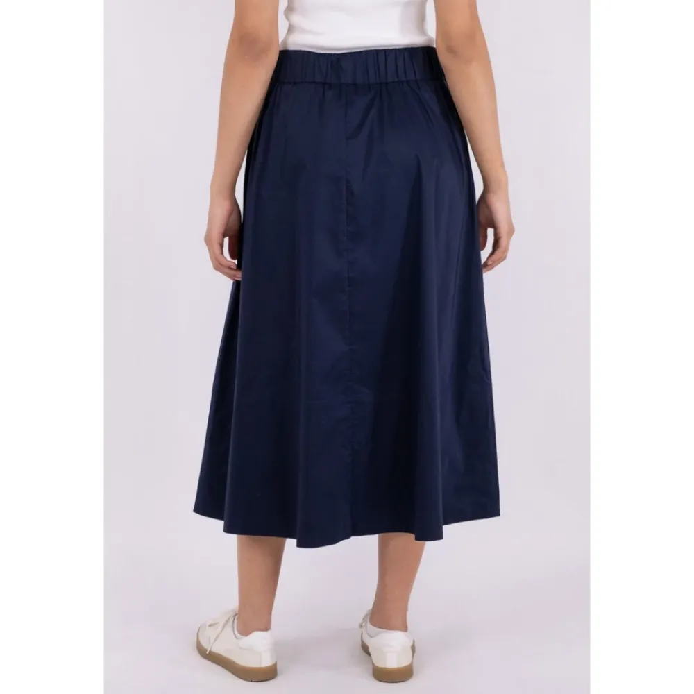 DAMES Neo Noir Navy Poplin A-lijn Rok