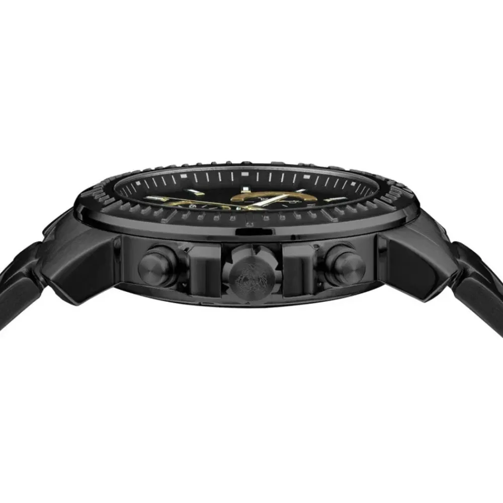 Heren Versace Horloges^NIEUWE CHRONO Gunmetal Roestvrijstalen Horloge