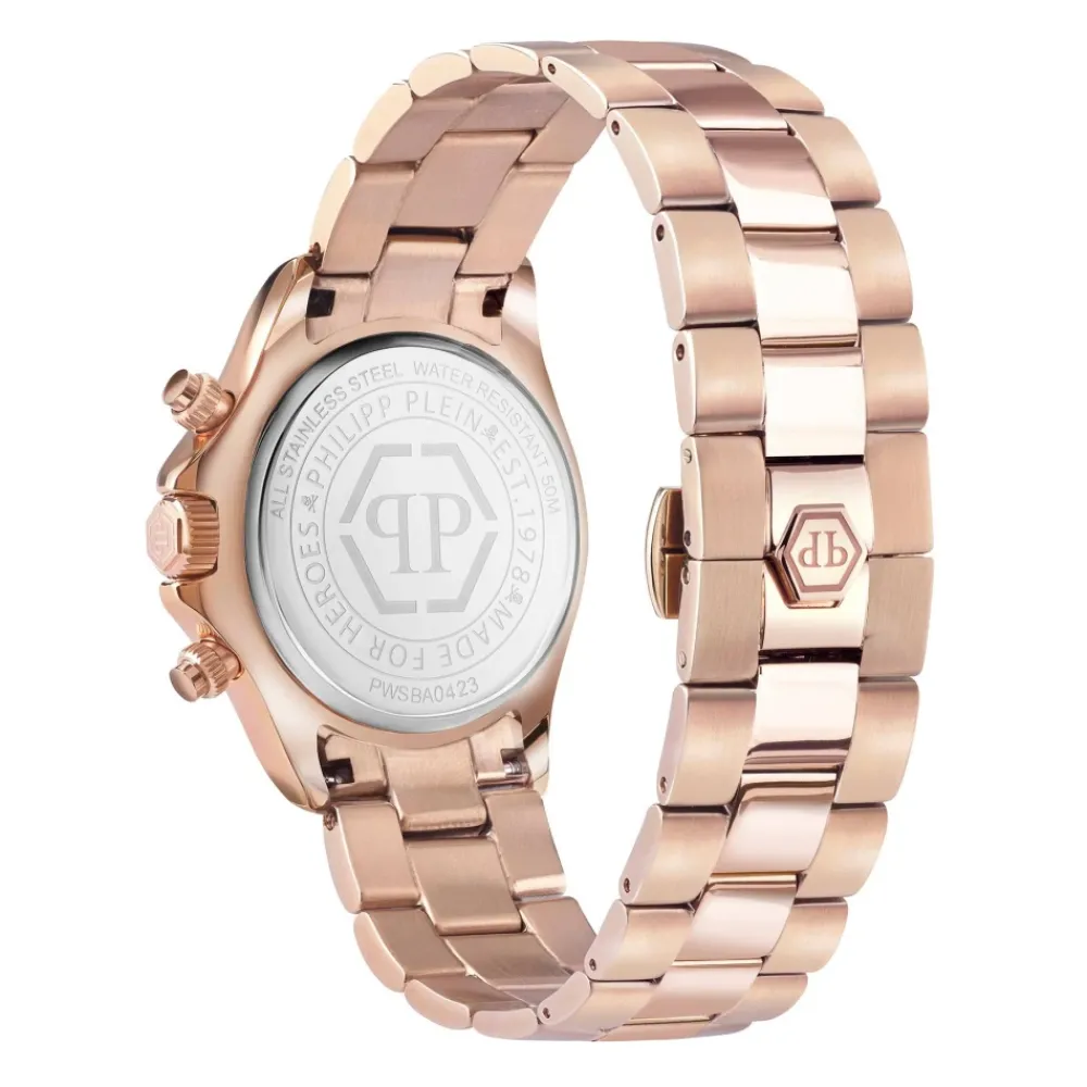 DAMES Philipp Plein Nobile Lady Chrono Roségoud Zwarte Armband