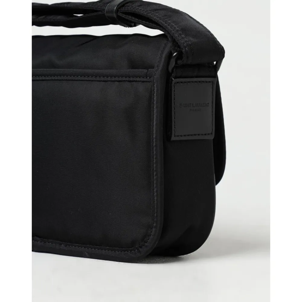 Heren Saint Laurent Tassen^Nylon Crossbody Tas met Buitenzak