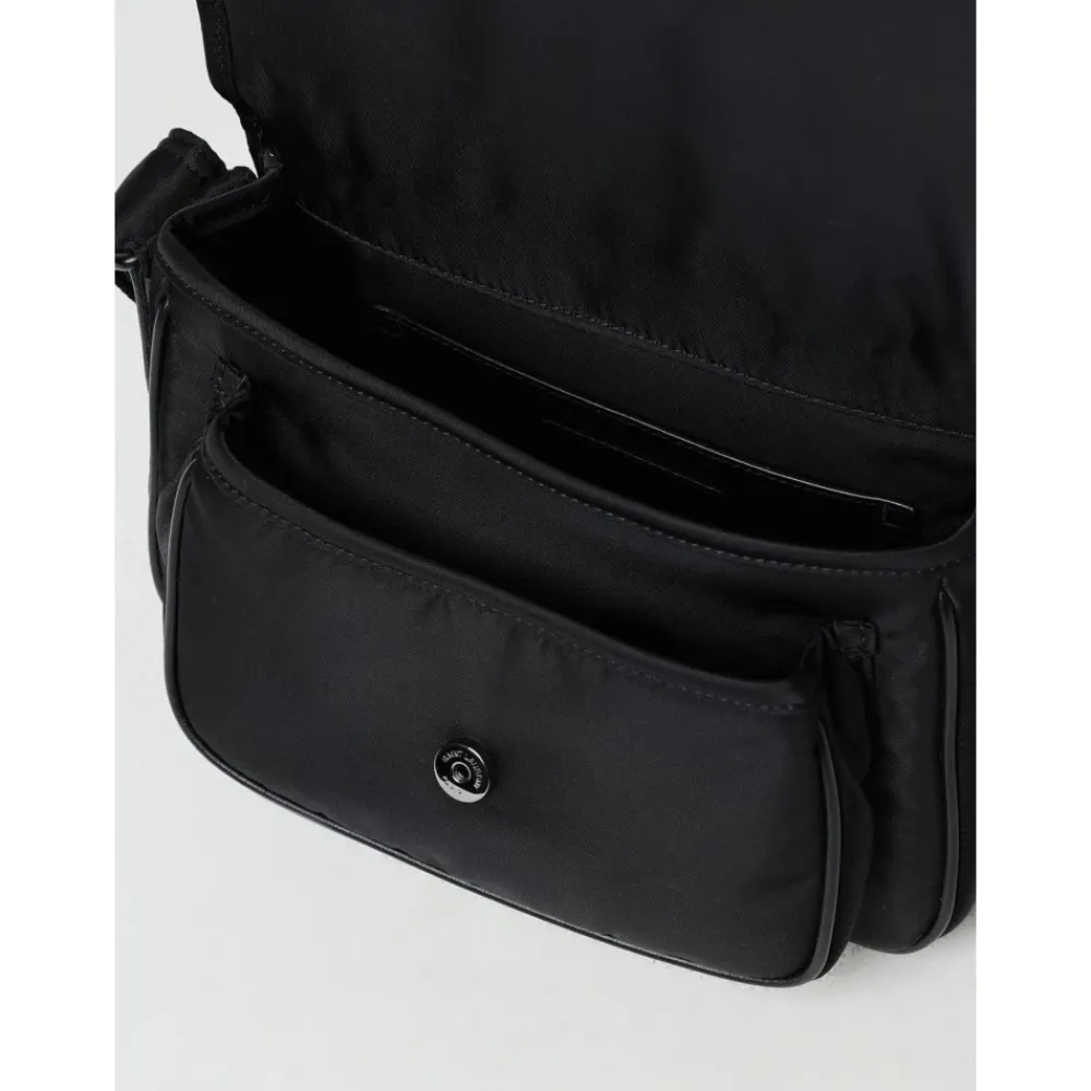 Heren Saint Laurent Tassen^Nylon Crossbody Tas met Buitenzak
