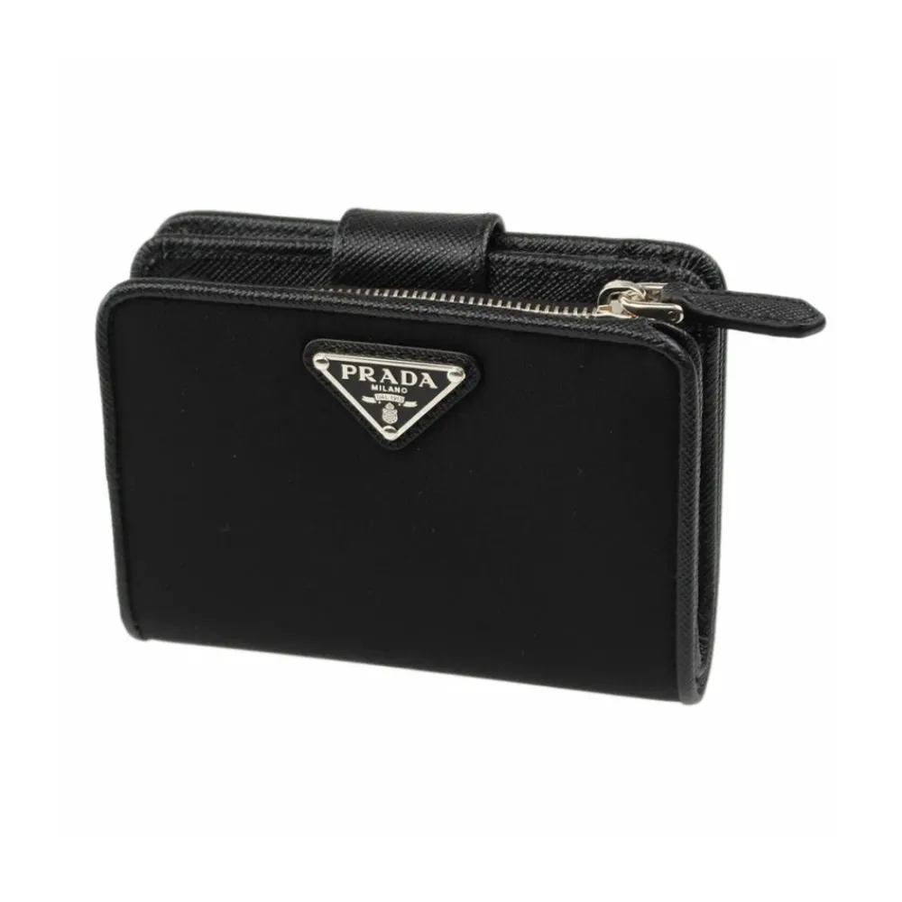 DAMES Prada Nylon en lederen Franse portemonnee