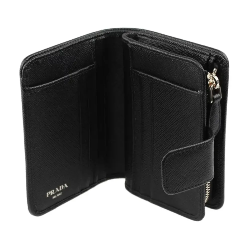 DAMES Prada Nylon en lederen Franse portemonnee