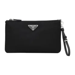 DAMES Prada Clutches^Nylon Polsclutch met Logo Plaque