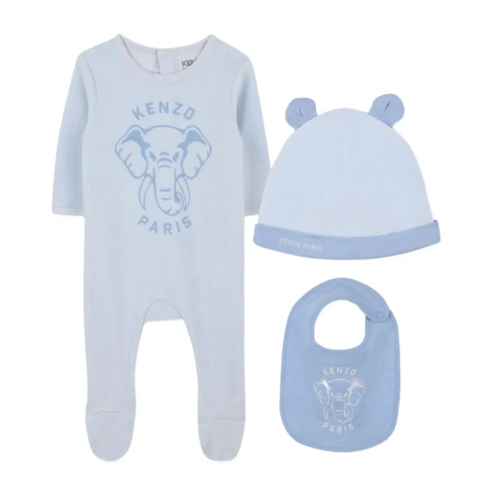 Kenzo Bodysuits & Sets^Olifantprint Beanie en Slabbetje Set