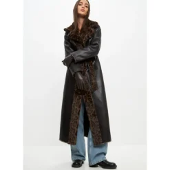 DAMES Cesare Gaspari Trenchcoats & Mantels^Omkeerbare Lange Winterjas van Imitatiebont