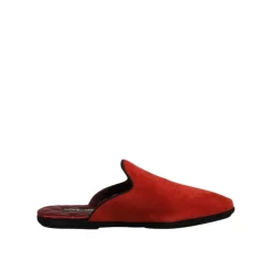Heren Dolce & Gabbana Pantoffels^Oranje Velvet Slides Leren Zool