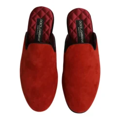 Heren Dolce & Gabbana Pantoffels^Oranje Velvet Slides Leren Zool