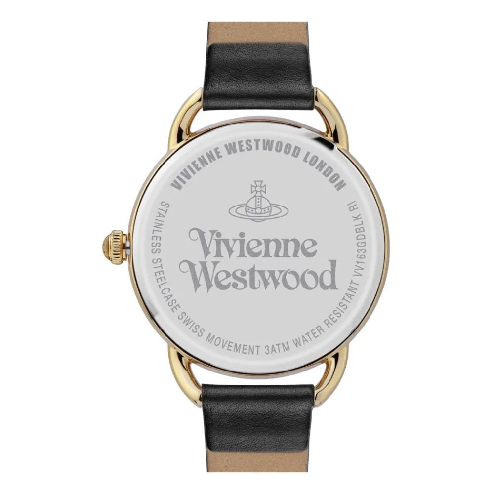 DAMES Vivienne Westwood Orb Logo Quartz Horloge Leer