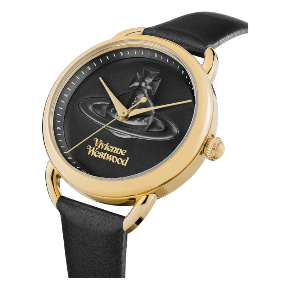 DAMES Vivienne Westwood Orb Logo Quartz Horloge Leer
