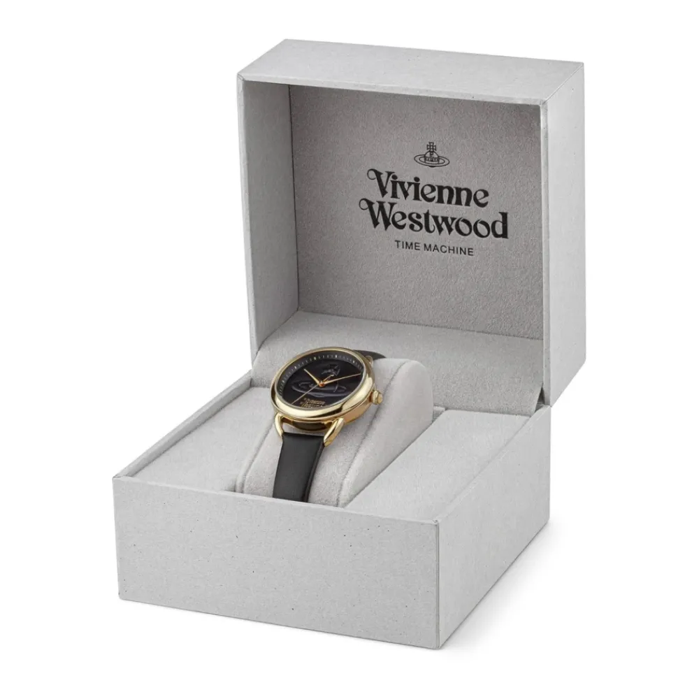 DAMES Vivienne Westwood Orb Logo Quartz Horloge Leer