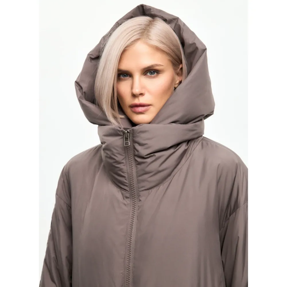 DAMES Cesare Gaspari Trenchcoats & Mantels^Oversized gewatteerde jas met capuchon en imitatiebont manchetten -