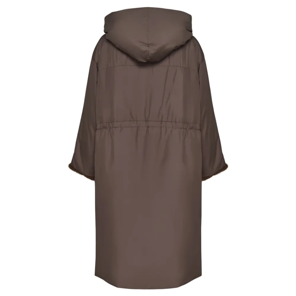 DAMES Cesare Gaspari Trenchcoats & Mantels^Oversized gewatteerde jas met capuchon en imitatiebont manchetten -