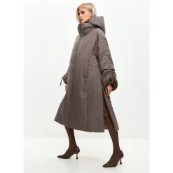 DAMES Cesare Gaspari Trenchcoats & Mantels^Oversized gewatteerde jas met capuchon en imitatiebont manchetten -