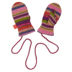 GALLO Handschoenen^Paarse fleece wanten voor kinderen met veelkleurige strepen