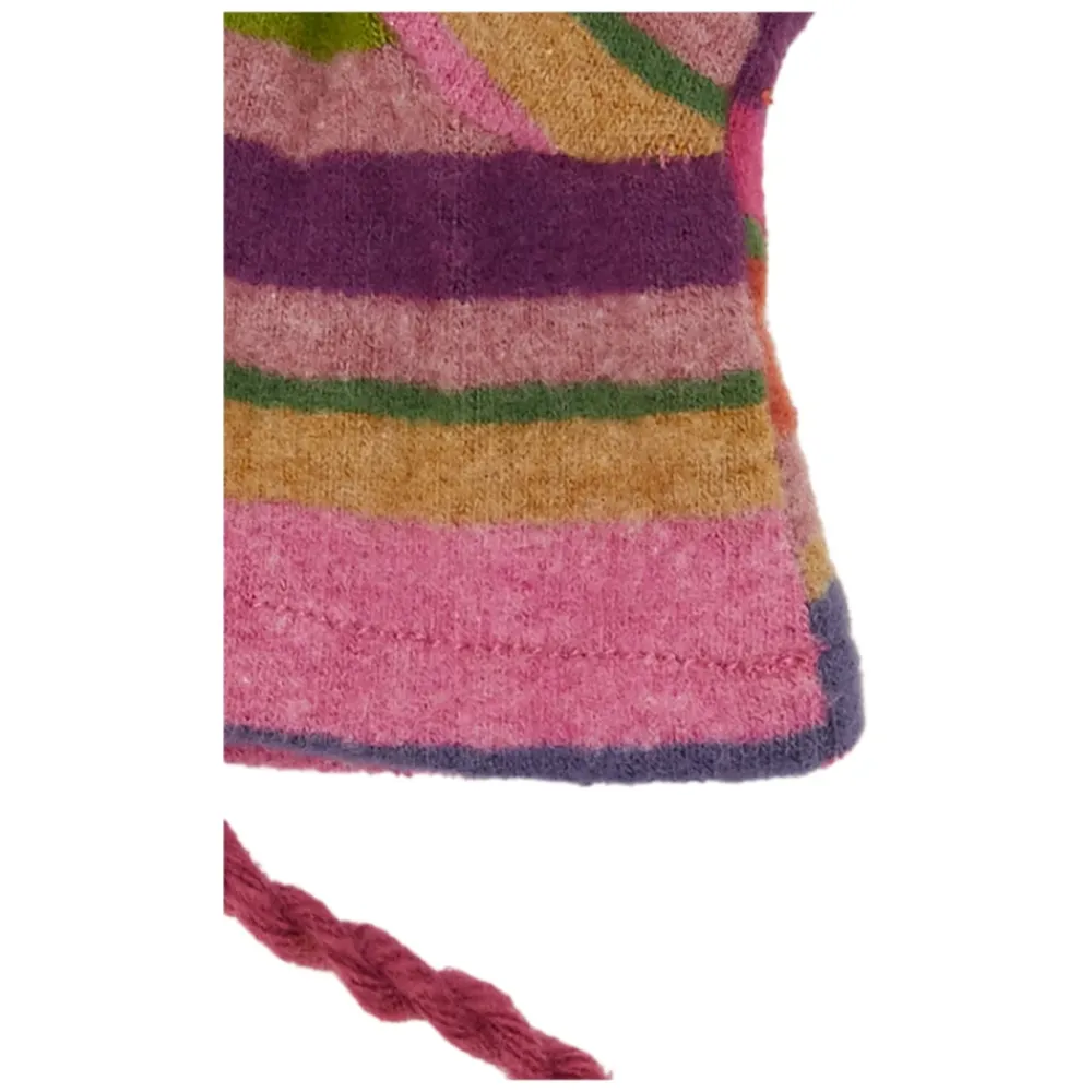 GALLO Handschoenen^Paarse fleece wanten voor kinderen met veelkleurige strepen