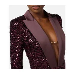 DAMES Elisabetta Franchi Jurken^Paillet Avondjurk met Hertog Revers