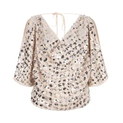 DAMES Dante 6 Blouses^Paillet gedrapeerde top Avy in Zilver
