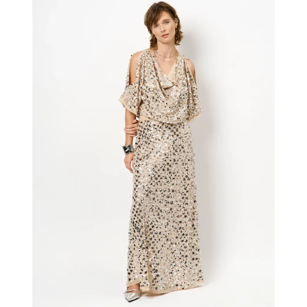 DAMES Dante 6 Blouses^Paillet gedrapeerde top Avy in Zilver