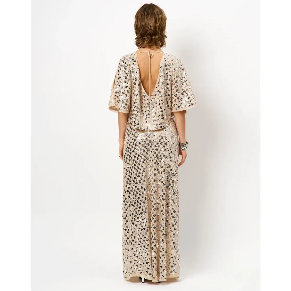 DAMES Dante 6 Blouses^Paillet gedrapeerde top Avy in Zilver