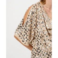 DAMES Dante 6 Blouses^Paillet gedrapeerde top Avy in Zilver