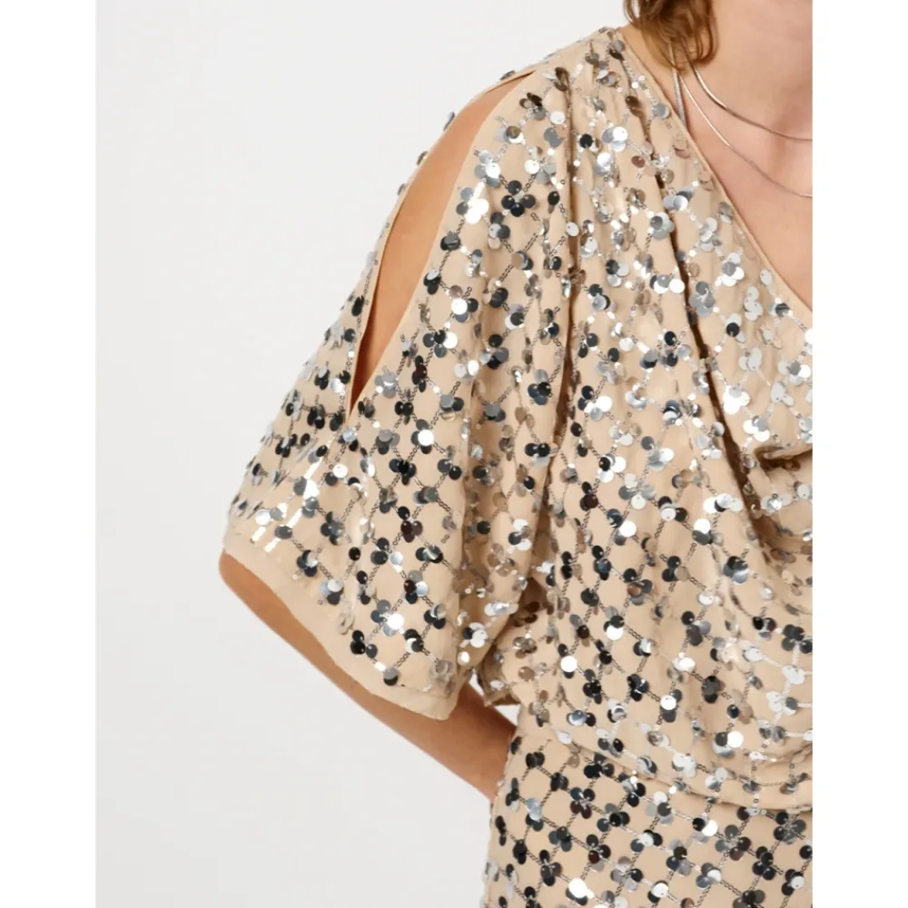 DAMES Dante 6 Blouses^Paillet gedrapeerde top Avy in Zilver