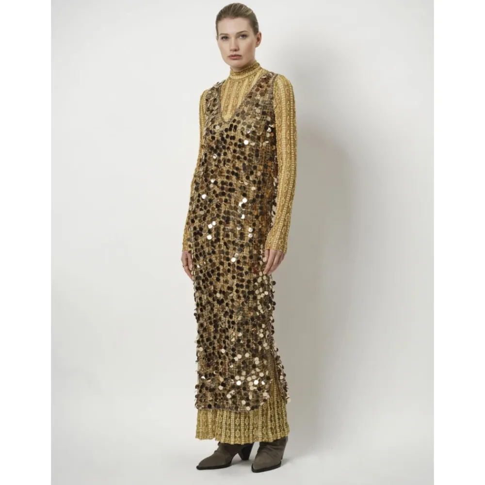 DAMES Dante 6 Jurken^Pailletten Babylon Hazelnoot Haze Jurk