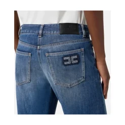 DAMES Elisabetta Franchi Jeans^Palazzo Denim Broek Wijde Pijp